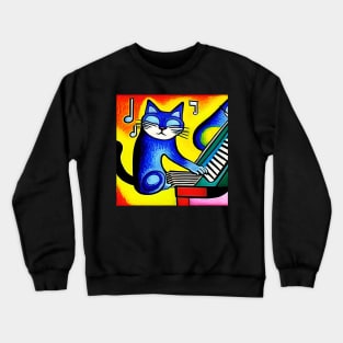 A Cat Playing The Keyboard Crewneck Sweatshirt